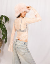 Lace bell sleeves sheer top