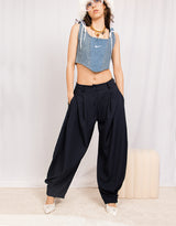 Pleated relaxed tapered trousers