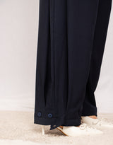 Pleated relaxed tapered trousers