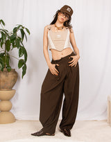 Pleated relaxed tapered trousers