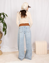 Wide western elastic studs buckle belt