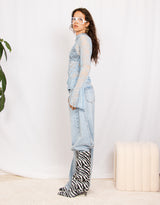 Lace bell sleeves sheer top