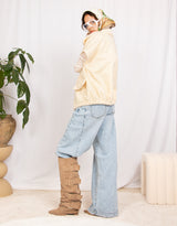 Fluffy sleeveless high collar jacket