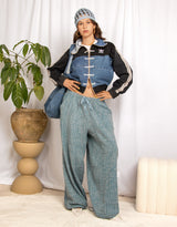 Handcrafted waffle cotton adjustable balloon trousers