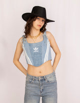Vintage customized adidas adjustable corset top with bows