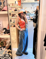 Figure hugging printed corset top