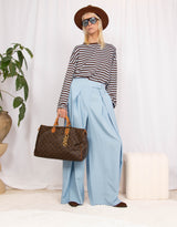 Striped crew neck long sleeves top