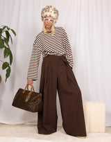 Striped crew neck long sleeves top