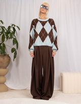 Y2K argyle wool blend knit sweater