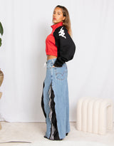 Vintage customized upcycled Levi's Adidas stripe denim jeans