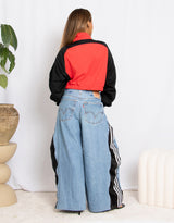 Vintage customized upcycled Levi's Adidas stripe denim jeans