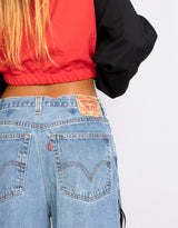 Vintage customized upcycled Levi's Adidas stripe denim jeans