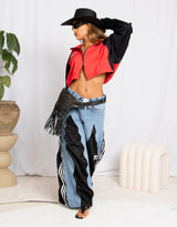 Vintage customized upcycled Levi's Adidas stripe denim jeans