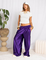 Fitted polkadot cotton mix T-shirt