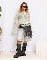 Handcrafted leather fringe bum bag