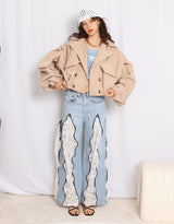 Cropped balloon sleeves trenchcoat