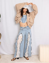 Cropped balloon sleeves trenchcoat