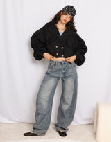 Cropped balloon sleeves trenchcoat