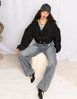 Cropped balloon sleeves trenchcoat