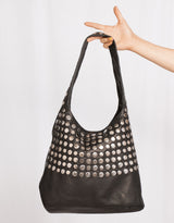 Handcrafted soft sheep leather studded shoulder bag