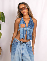 Vintage customized upcycled Levi's denim harness top