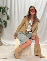 Vegan leather teddy lining jacket