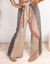 Vintage customized upcycled Calvin Klein Jeans two toned wide jeans