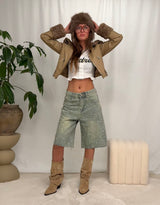 Vegan leather teddy lining jacket