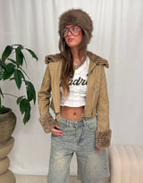 Vegan leather teddy lining jacket