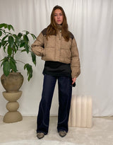 Two toned cropped bomber jacket