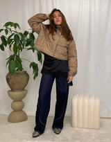 Two toned cropped bomber jacket