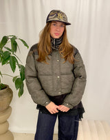 Two toned cropped bomber jacket