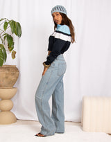 Rhinestone pinstripe jeans