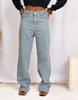 Rhinestone pinstripe jeans