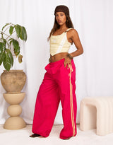 Wide leg stripe detail track trousers