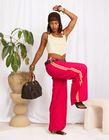 Wide leg stripe detail track trousers