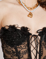 Lace floral detail corset top