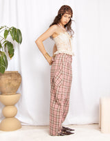 Plaid wool blend balloon trousers