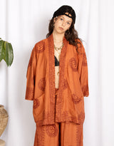 Handmade om print short kimono