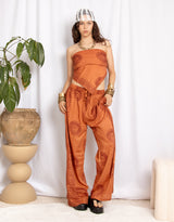 Handmade om print wide leg trousers