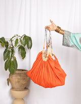Handmade silk blend gathered shoulder bag
