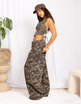 Camouflage relaxed wide leg jeans