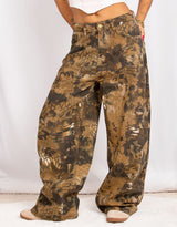 Camouflage wide leg jeans
