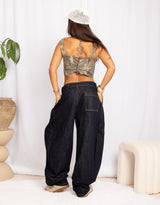 Belted oversized balloon jeans