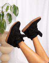Vegan suede hidden heel wedge sneakers