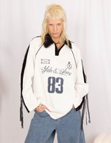 Oversized rugby with lace panels top