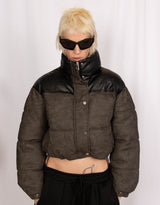 Two toned cropped bomber jacket