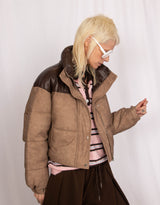 Two toned cropped bomber jacket