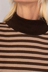 Striped high neck sweater
