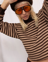 Striped high neck sweater